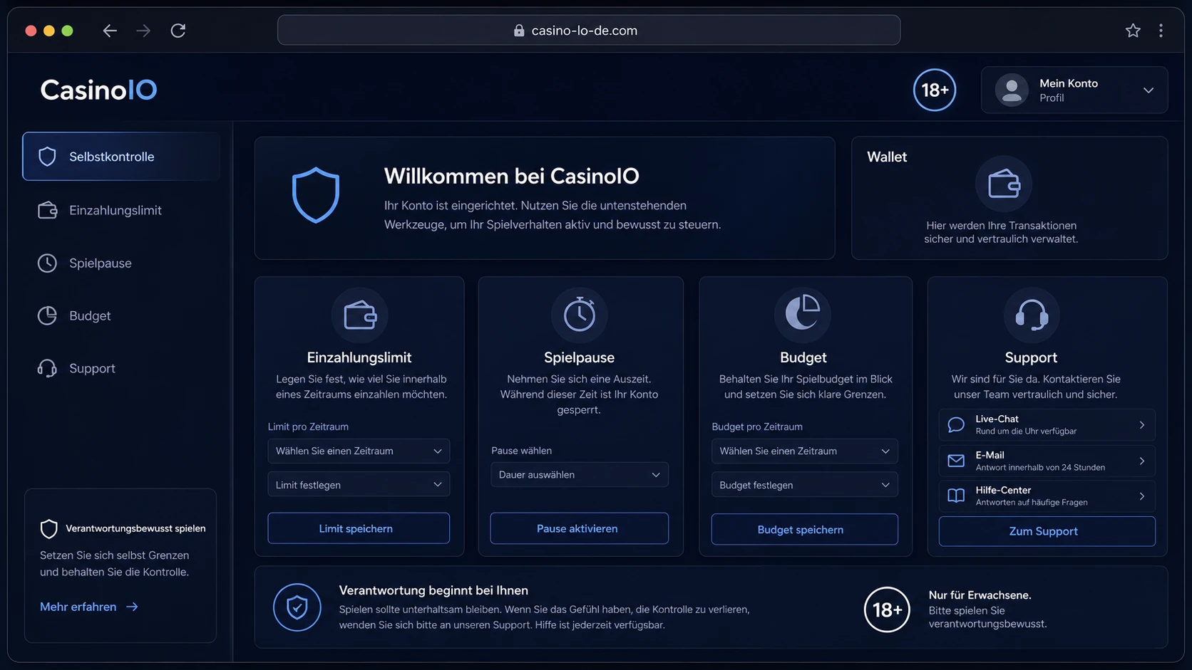 Verantwortung nach Kontoerstellung